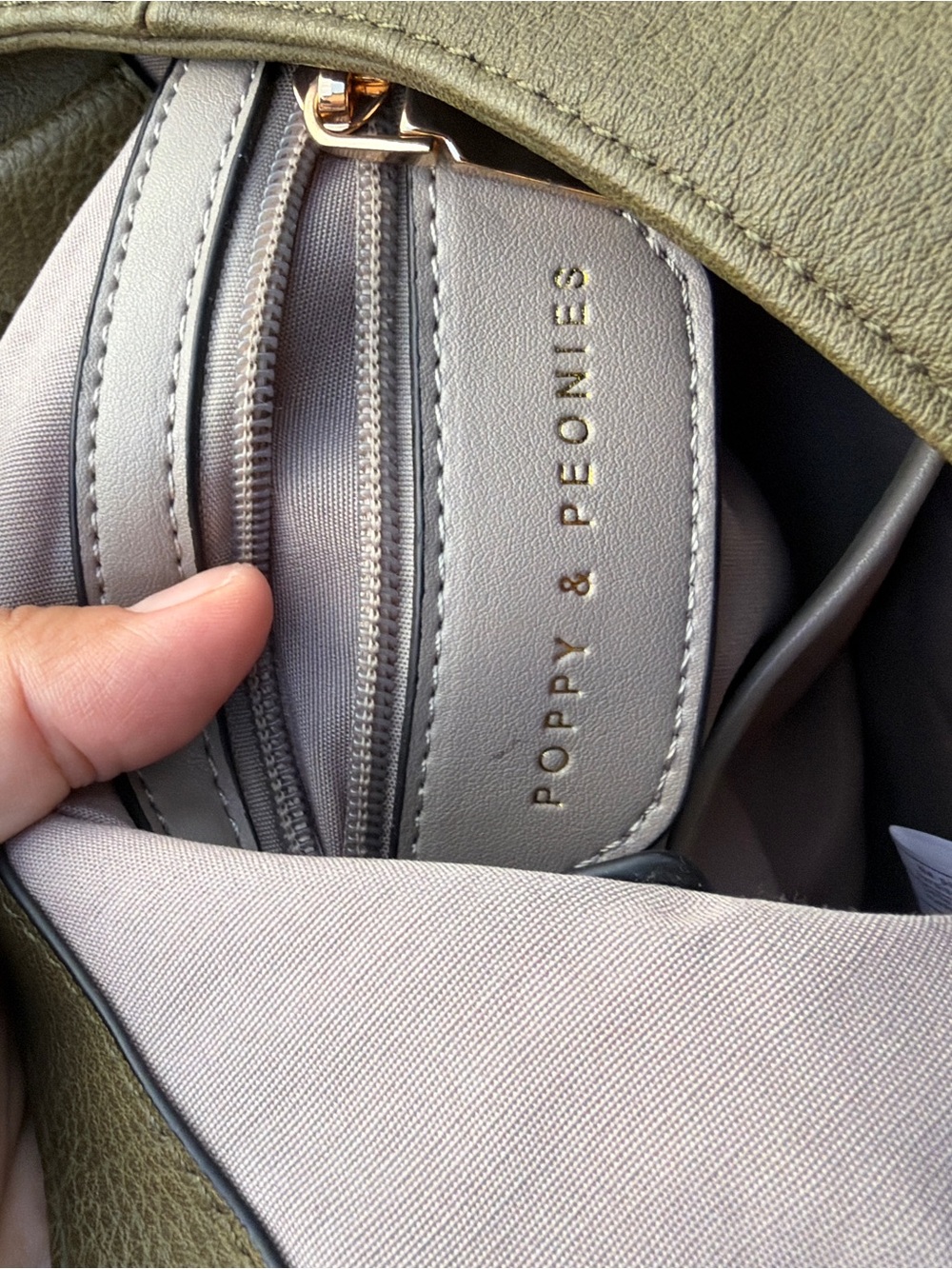 Poppy & Peonies Olive Green Hobo Shoulder Bag - Picture 7 of 16